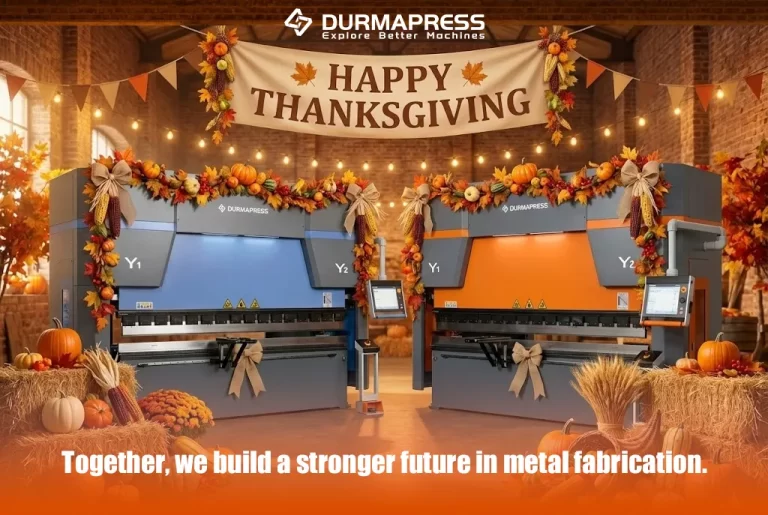 Durmapress Thanksgiving greeting banner with industrial background