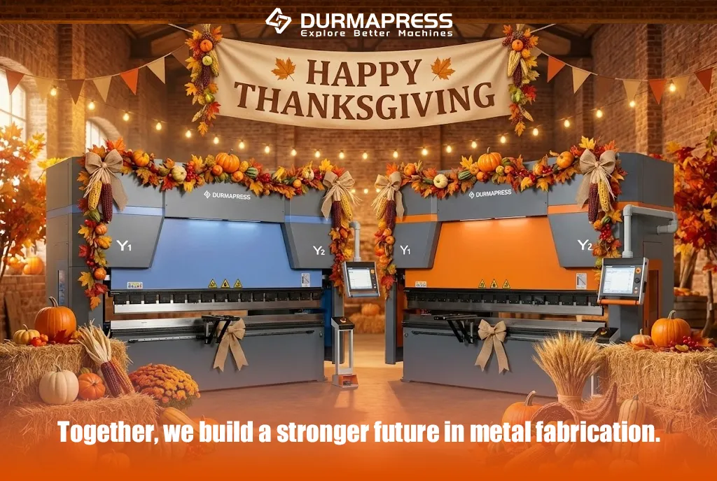 Durmapress Thanksgiving greeting banner with industrial background