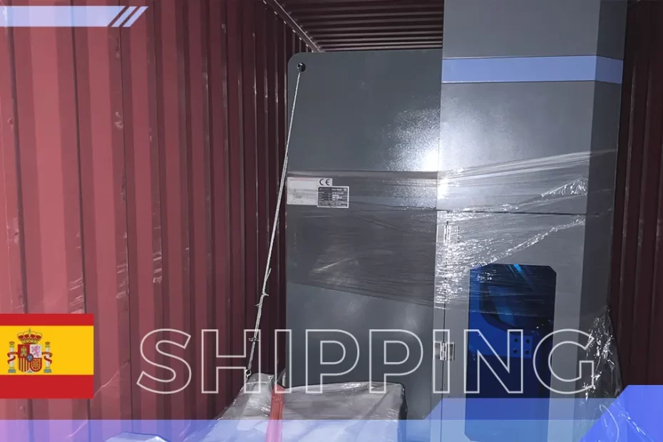 Durmapress hydraulic press brake prepared for shipment to Spain