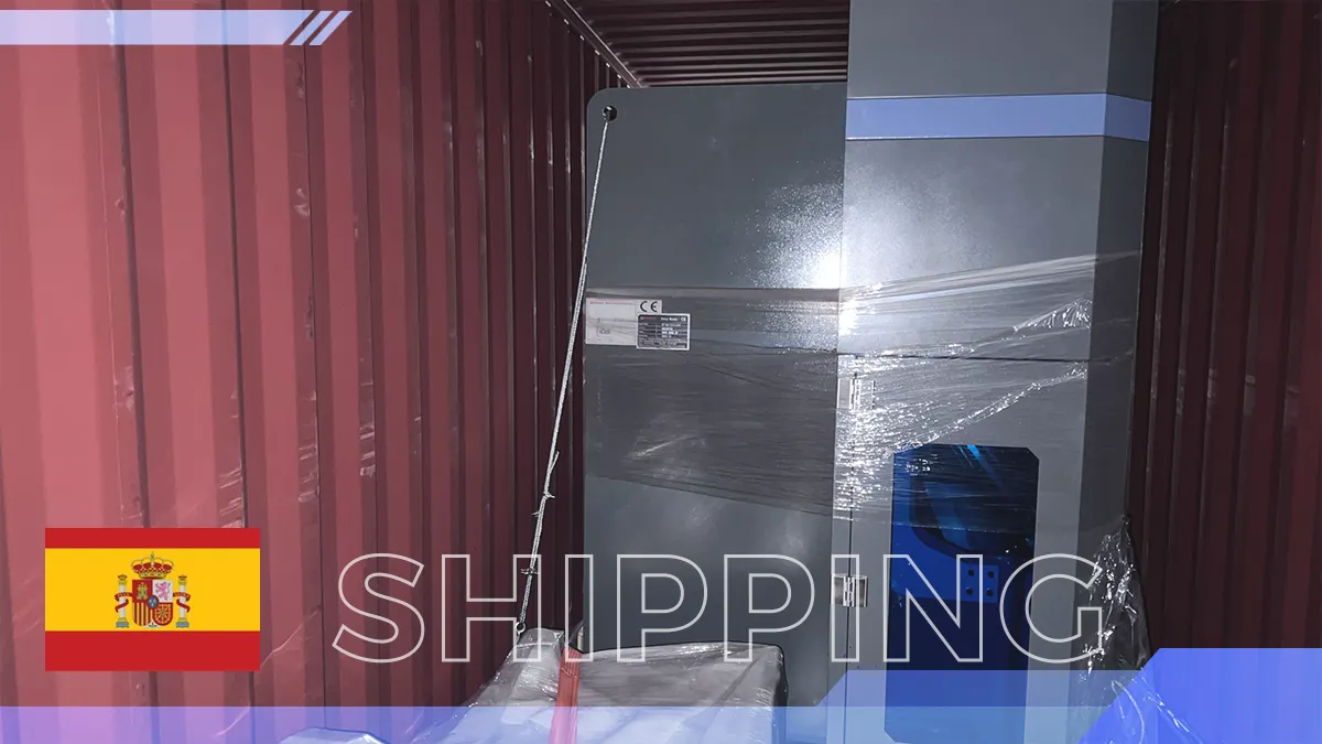 Durmapress hydraulic press brake prepared for shipment to Spain