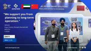 Group photo of DURMAPRESS partners celebrating successful STEELFAB 2026 exhibition