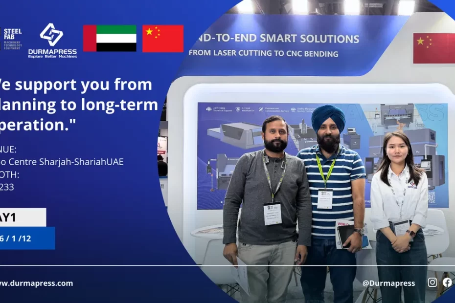 Group photo of DURMAPRESS partners celebrating successful STEELFAB 2026 exhibition​