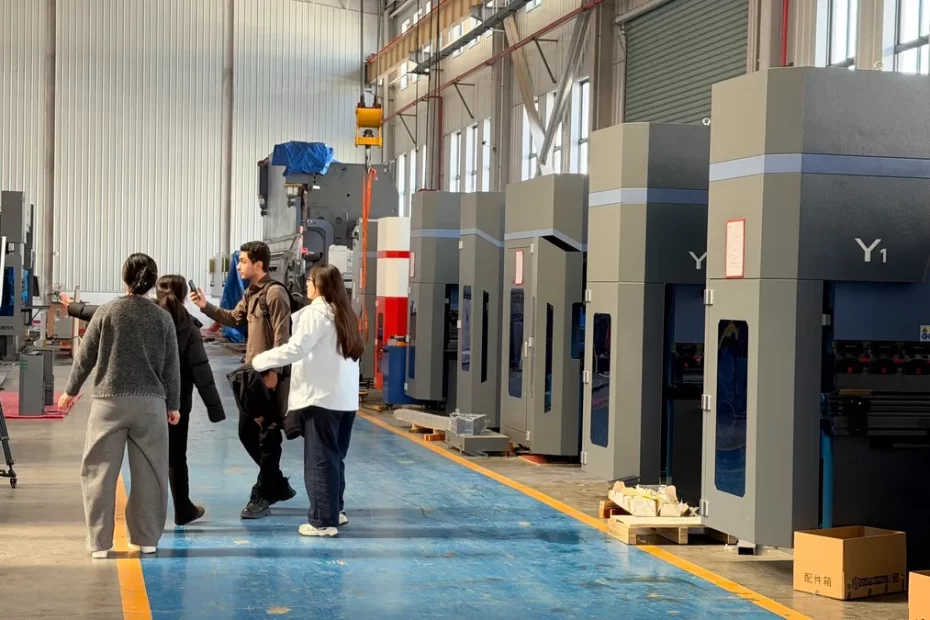 Azerbaijan customers visiting Durmapress CNC machine factory