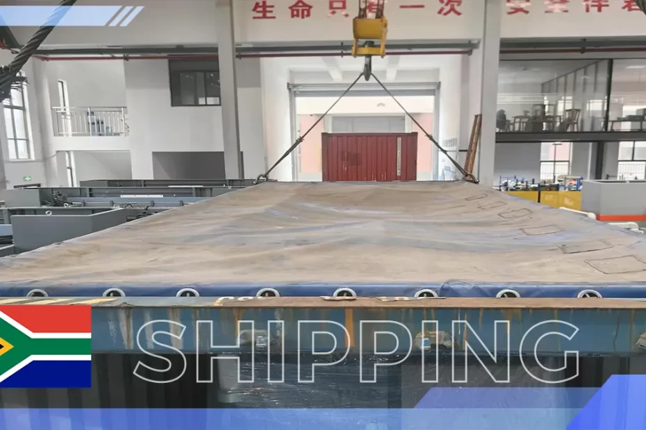 DP-ES Pro Max 175T3200 hydraulic press brakes secured for shipment