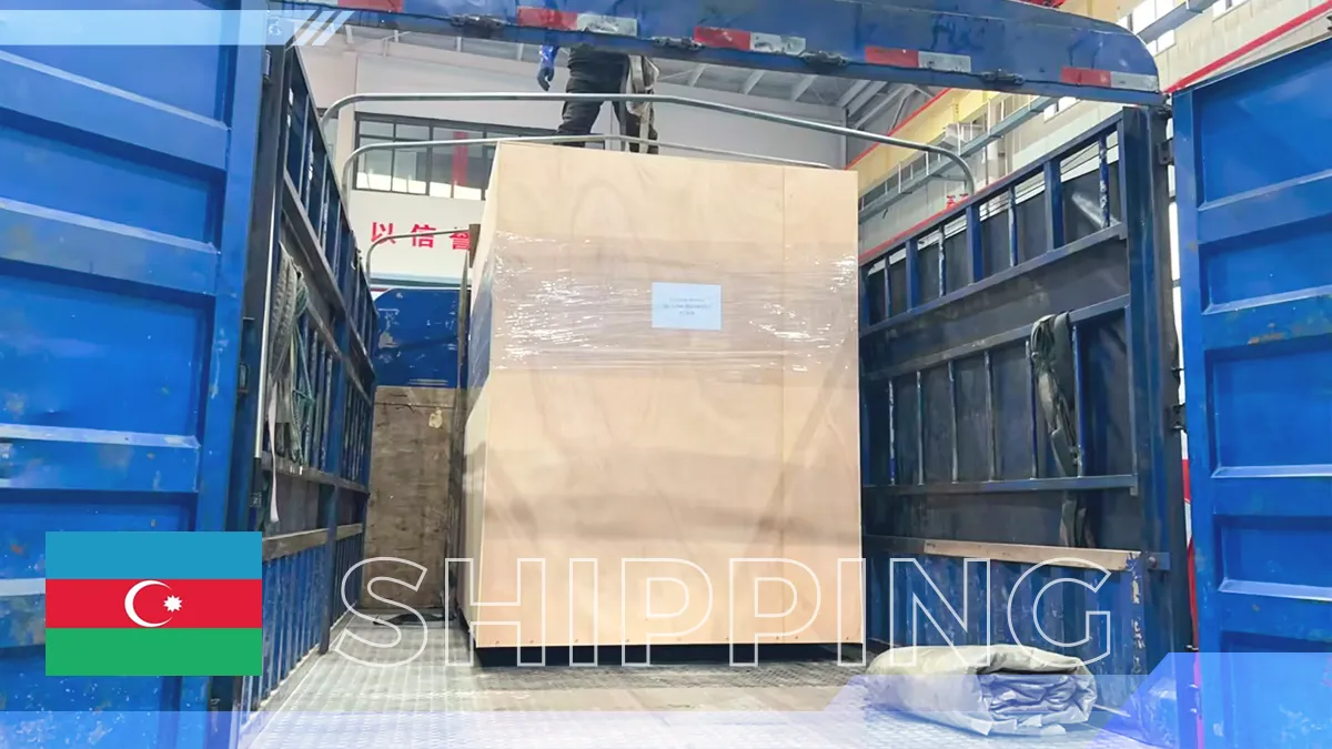 Q35Y-20 ironworker secured inside container for overseas machinery delivery