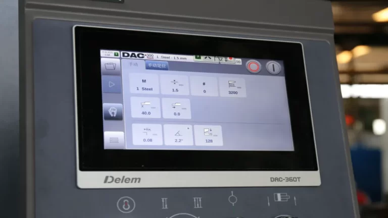 CNC control system interface on hydraulic shearing machine