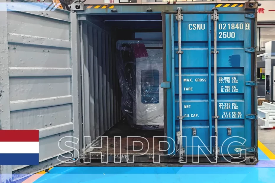 DP-EPX 30T1200 electric press brake prepared for shipment to the Netherlands