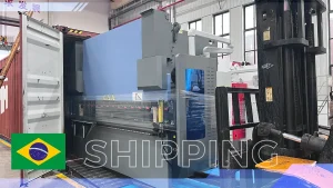 three DP-ECO 160T3200 hydraulic press brakes prepared for shipment to Brazil