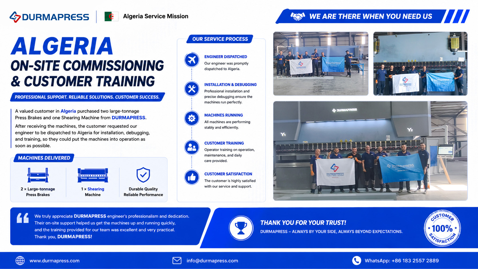 Durmapress Algeria Mission Professional On-Site Commissioning & Customer Training