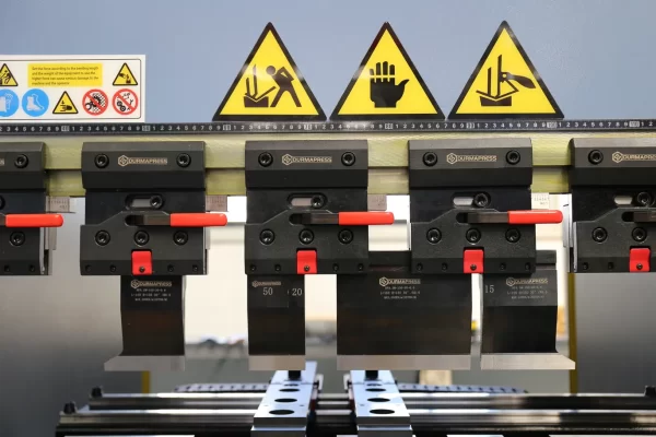Quick tooling clamping system enabling fast punch and die changes on a press brake.