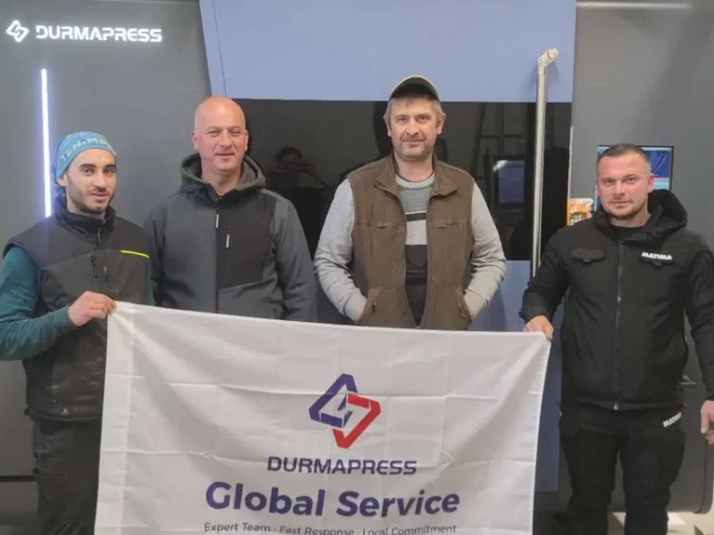 Durmapress engineering team and Slovenian customer completing machine installation