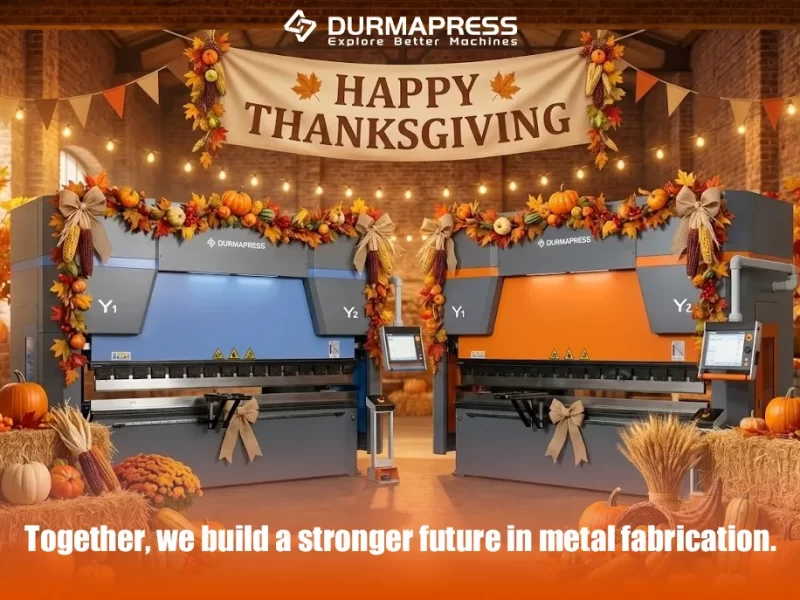 Durmapress Thanksgiving greeting banner with industrial background