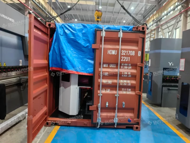Industrial plate rolling machine undergoing pre-shipment inspection