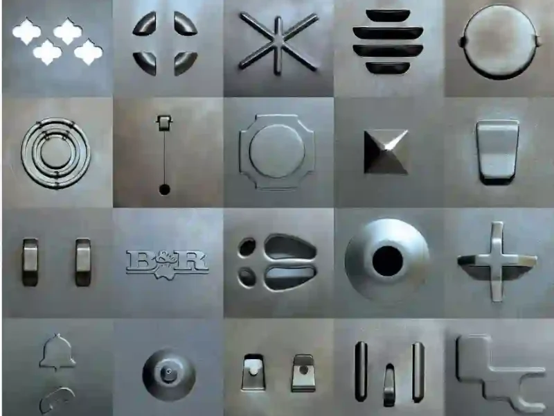 sheet metal parts with various punched holes and formed features